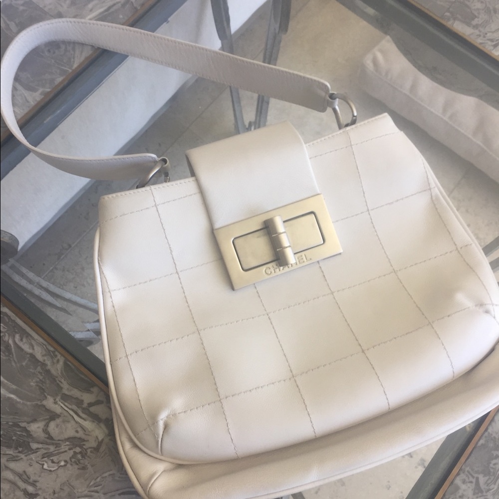 Chanel Metallic Square Quilted Bag Silver